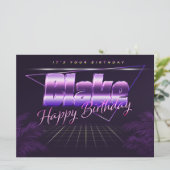 Carte Blake Name Prénom lila retro (Debout devant)