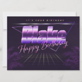 Carte Blake Name Prénom lila retro (Devant)