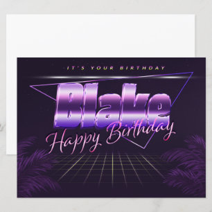 Carte Blake Name Prénom lila retro