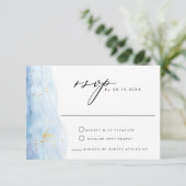 Carte BLAKELY Sky Blue Watercolor Gold RSVP (Debout devant)