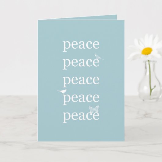 Carte Blanc Bleu Paix inspiration citations oiseaux (Petite plante)