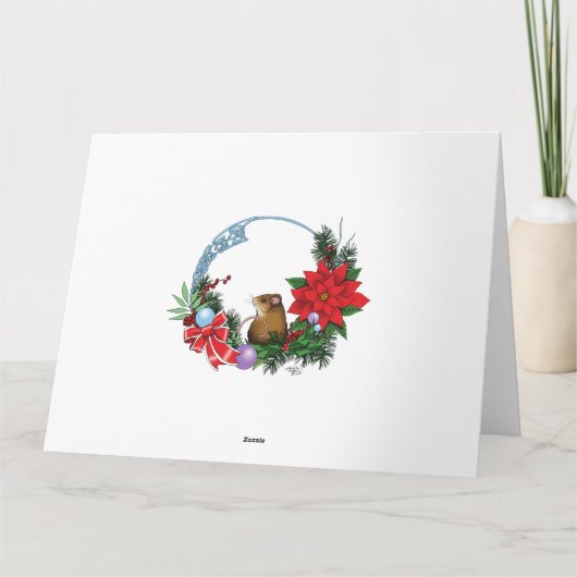 Carte Blanc Chat Noël Ornements drôle (Dos)