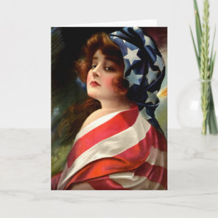Carte Blanc de Madame Vintage Art de drapeau 4 juillet à