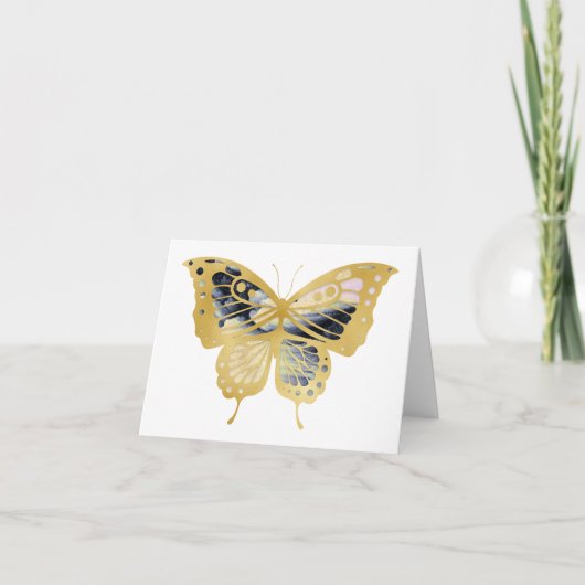 Carte BLANC Dramatique BLANC À Papillon Or (Devant)