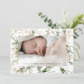 Carte Blanc Elégant Boho Golden Sage Eucalyptus Photo (Debout devant)