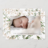 Carte Blanc Elégant Boho Golden Sage Eucalyptus Photo (Devant / Derrière)