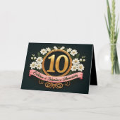 Carte Blanc Floral Gold Numéro 10e anniversaire Mariage (Devant)