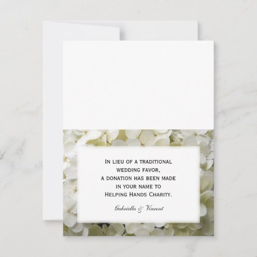Carte Blanc Hydrangea Fleur Mariage Charity Favoriser le (Devant)