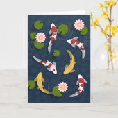 Carte Blanc japonais Koi Poisson Pond (Fleur jaune)