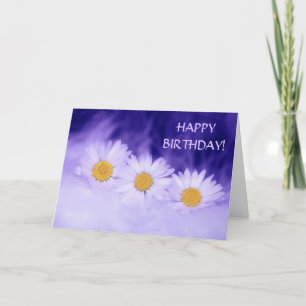 Carte Blanc Marguerite violet Joyeux anniversaire
