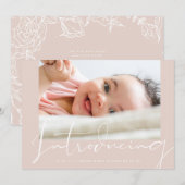 Carte Blanc moderne Introduire la main photo écrite nais (Devant / Derrière)