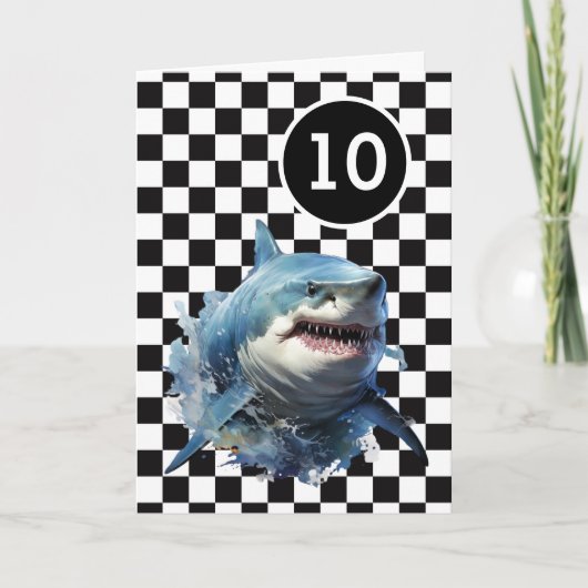 Carte Blanc Noir À damiers requin 10e anniversaire (Devant)