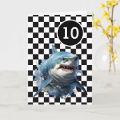 Carte Blanc Noir À damiers requin 10e anniversaire (Fleur jaune)