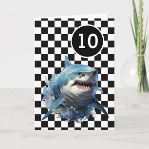 Carte Blanc Noir À damiers requin 10e anniversaire