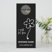 CARTE BLANC NOIR BUSINESS LOGO FLOWER CADEAU CERTIFICAT (Debout devant)