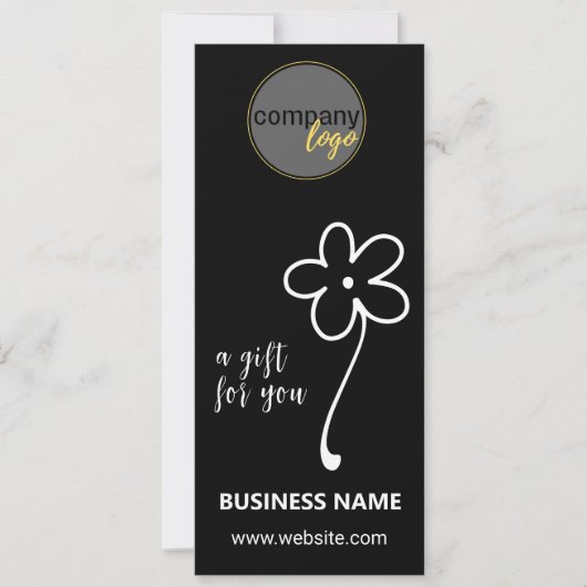 CARTE BLANC NOIR BUSINESS LOGO FLOWER CADEAU CERTIFICAT (Devant)