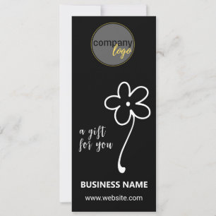CARTE BLANC NOIR BUSINESS LOGO FLOWER CADEAU CERTIFICAT