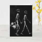 Carte Blanc noir de déplacement de couples squelettiques (Fleur jaune)