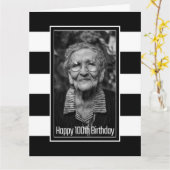 Carte Blanc Noir rayé 100e anniversaire (Fleur jaune)