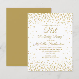 Carte Blanc Or Diamant Paillettes Femme 21e Anniversaire