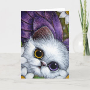 Carte BLANC PERSIAN FAIRY CAT ODD EYE PERSONNALISER Card