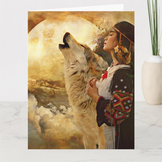 CARTE BLANC POUR FEMME INDIENNE AUTOCHTONE AMÉRICA (Devant)