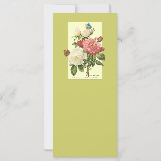Carte Blanc rose Vintage Roses botaniques (Devant)
