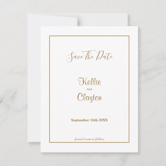 Carte Blanc simple encadré Enregistrer la date (Devant)