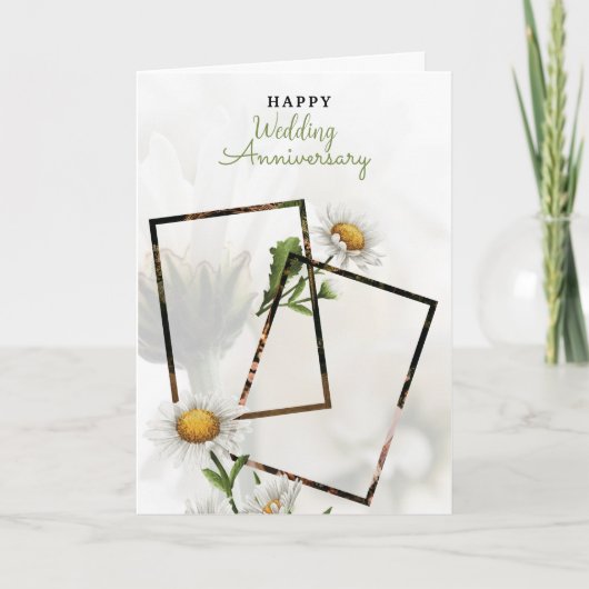 Carte Blanc Simple Floral Bonne année Mariage (Devant)