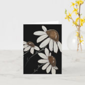 Carte Blanc sur marguerites d'aquarelle noire - plié bla (Fleur jaune)