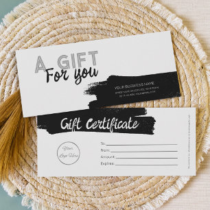 Carte Blanc urbain avec logo masculin certificat cadeau