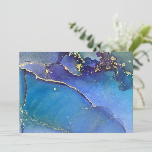 Carte blanche Abstraite à encre d'alcool or multic (Debout devant)