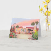 Carte blanche Adobe House Cactus du sud-ouest (Fleur jaune)