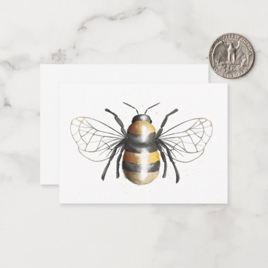 Carte blanche aquarelle Bumble Bee Flat (Devant/Arrière en situation)