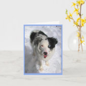 carte blanche Australian Shepherd dans la neige (Fleur jaune)