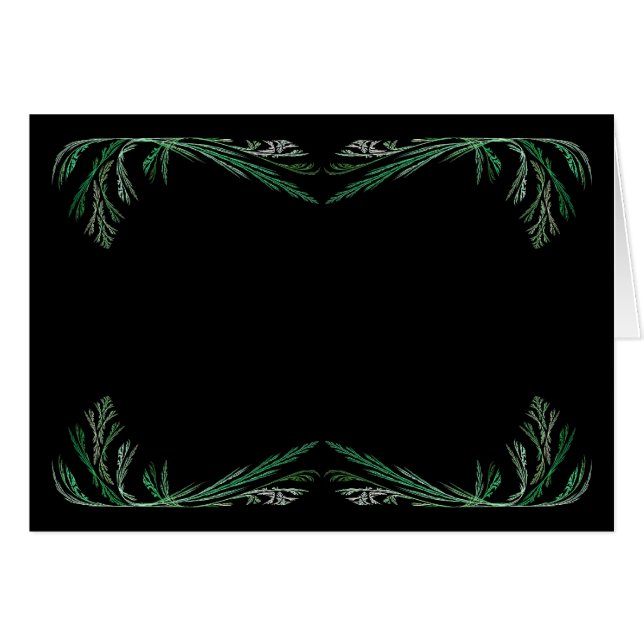 Carte blanche avec bordure fractée verte et noire (Devant Horizontal)