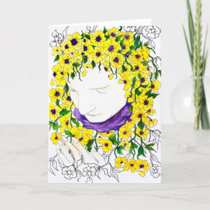 carte blanche avec Femme aux cheveux fleuris