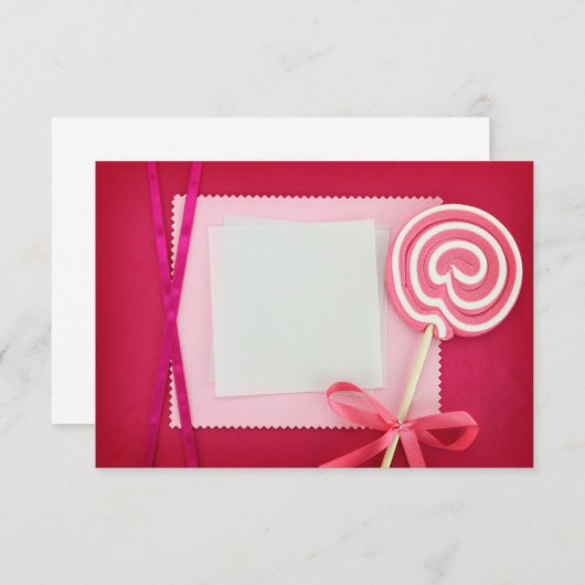 Carte blanche avec lollipop sur arrière - plan ros (Devant / Derrière)