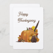 Carte blanche Bon thanksgiving Citrouille d'automn (Devant / Derrière)