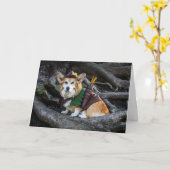 Carte blanche Corgi Robin Hood (Fleur jaune)