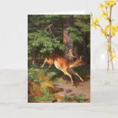 Carte blanche de cerf rouge mignonne dans la forêt (Fleur jaune)