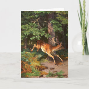 Carte blanche de cerf rouge mignonne dans la forêt