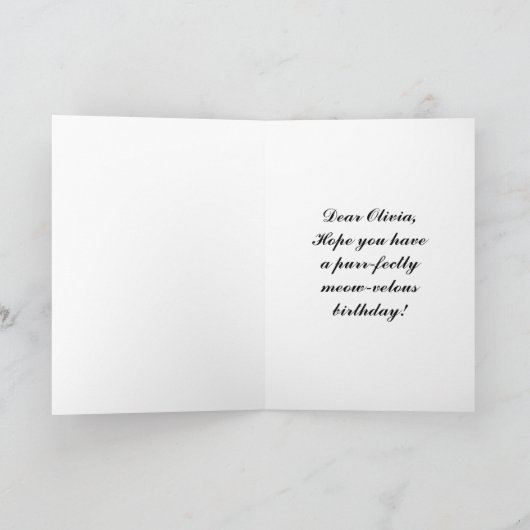Carte blanche de chat de joyeux anniversaire (Intérieur)