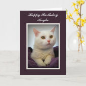 Carte blanche de chat de joyeux anniversaire de (Fleur jaune)
