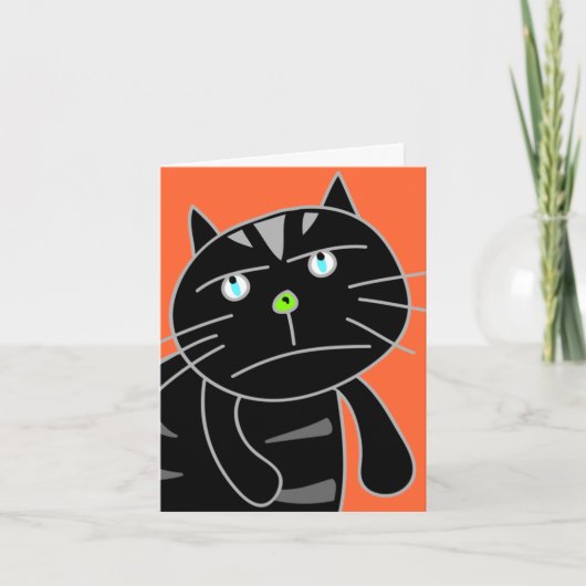 Carte blanche de chat noir bleu (Devant)