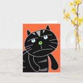 Carte blanche de chat noir bleu (Fleur jaune)