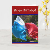 Carte blanche de joyeux anniversaire et bleue (Fleur jaune)