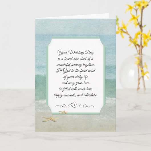 Carte blanche de mariage de plage religieuse (Fleur jaune)