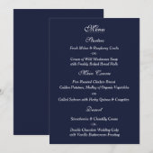 Carte blanche de menu de mariage de marine (Devant / Derrière)