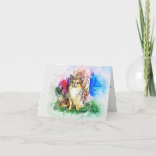 Carte blanche de peinture couleur d'eau Chihuahua